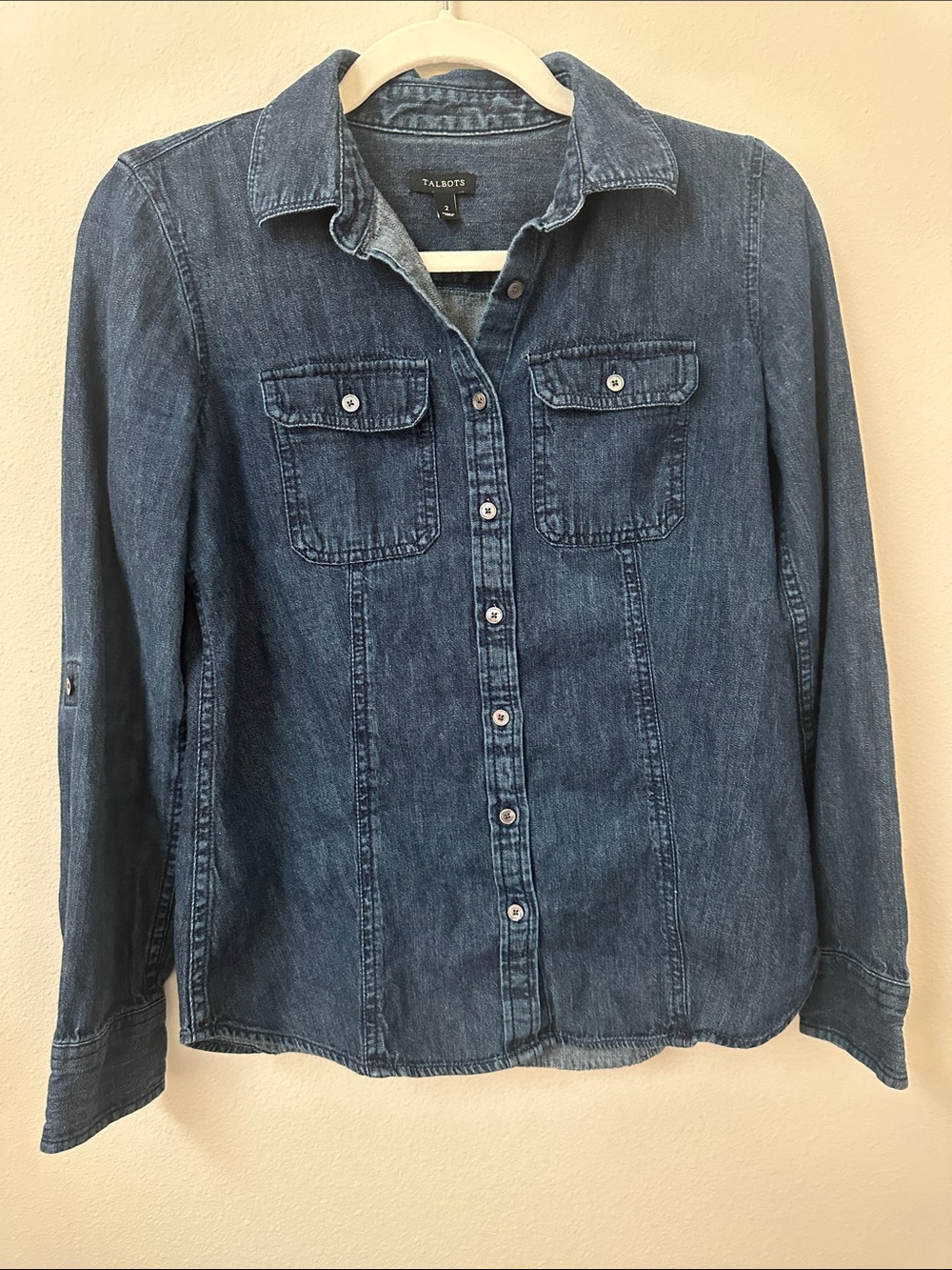Talbots Dark Indigo Denim Button-Down Shirt